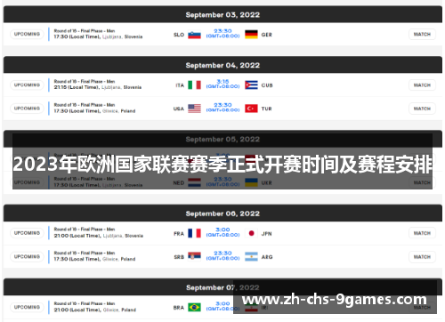 2023年欧洲国家联赛赛季正式开赛时间及赛程安排